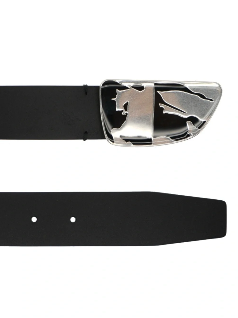 Burberry Shield Split EKD Plaque Belt Black Leather Size 105 / 42 New